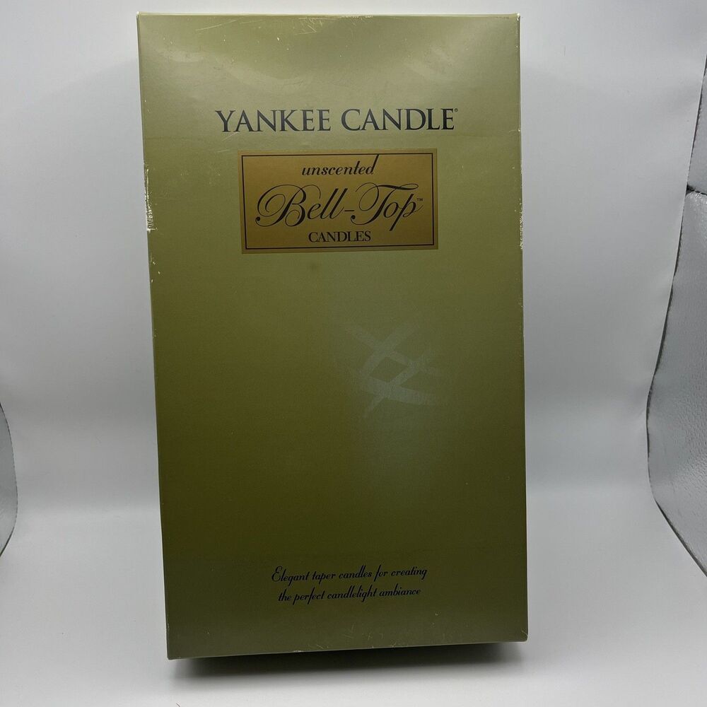Yankee Candle Bell Top 10" Taper Candles White Unscented Box of 12 NEW